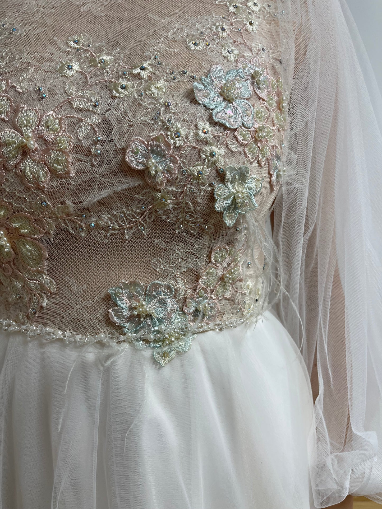 A-Linie, Ballonärmel, Blush, Softtüll, Spitze , brautkleider, brautkleider online, brautkleider günstig, brautkleider outlet, brautkleider 2023